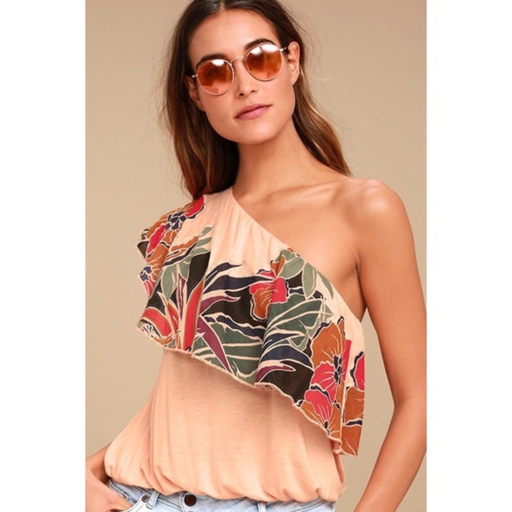 FREE PEOPLE ANNKA PEACH ONE SHOULDER TOP NWT